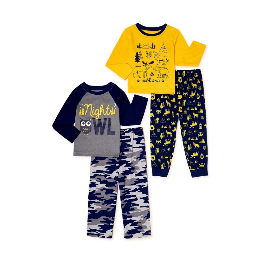 Cozy Jams Long Sleeve Crew Neck Camouflage Pajamas 4 Piece Set 18M